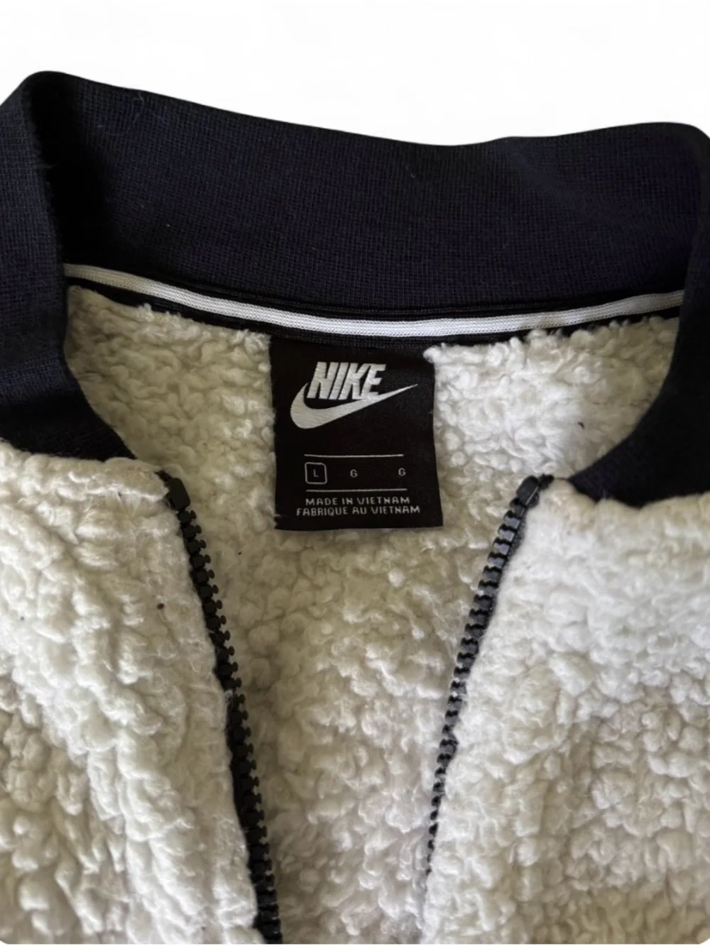Nike Women's Burgundy and White Sherpa Bomber Jacket